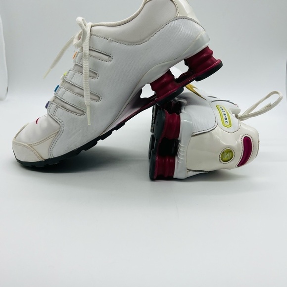 NIKE SHOX 2013 WHITE YOUTH ATHLETIC SHOES WITH RAINBOW HIGHLIGHTS SIZE 7Y - Picture 10 of 14